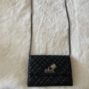 KURT GEIGER BLACK BRISTON LEATHER CHAIN WALLET